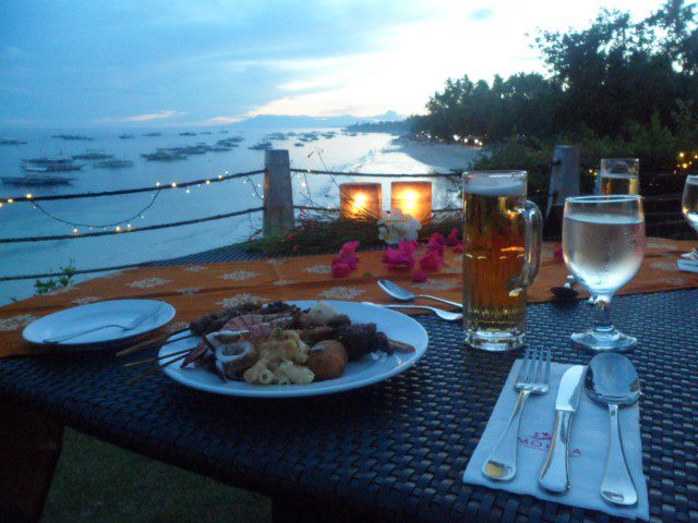 Marvellous view of the setting and evening of the beach at Amorita Resort