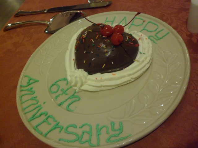 Complimentary heart-shaped anniversary cake courtesy of Peacock Garden Hotel