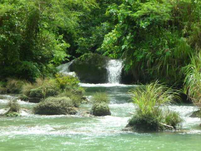 Waterfalls at the end of the river before turning back