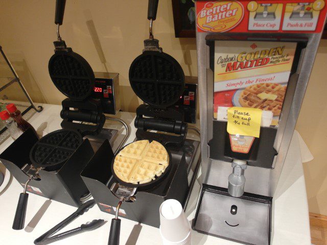 Freshly made waffles with maple syrup for breakfast at Heathman Lodge Vancouver