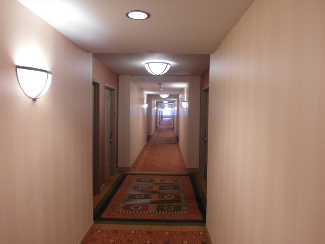 Hallway down to our room at Hilton Vancouver Washington