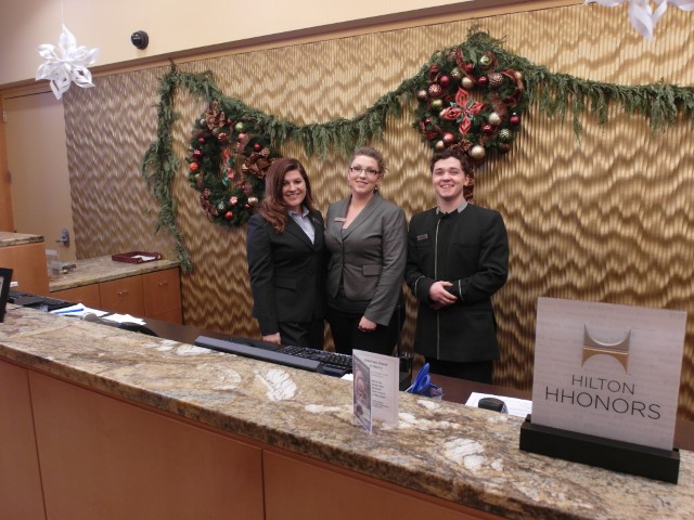 Friendly Staff of Hilton Vancouver Washington - Leesa in the middle provided us with helpful info about Vancouver