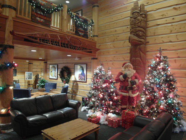 Lobby of Heathman Lodge Vancouver Washington along with Christmas Decorations