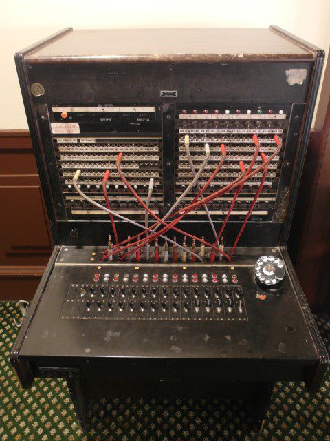 Actual Telephone Switchboard used to connect calls between rooms 