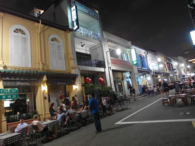 Club Street (cordoned off for al fresco dining at night)