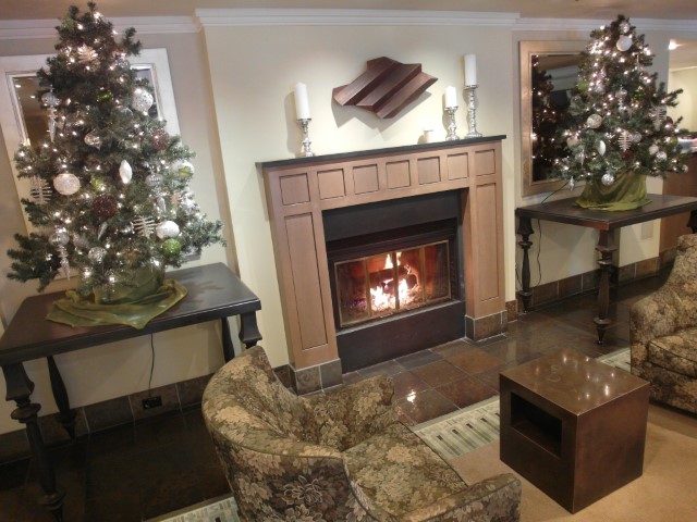 Fireplace and Christmas Decoration at Inn at the Market Seattle