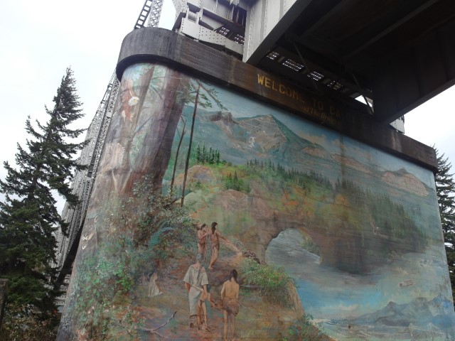 Mural depicting the past and present and how the original bridge of God was like