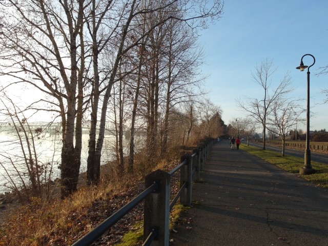 Board walk beside Columbia River - path we took from Beaches back to Hilton Hotel