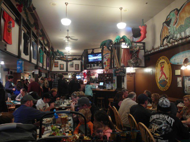 Noisy and boisterous crowd inside Lost Coast Brewery