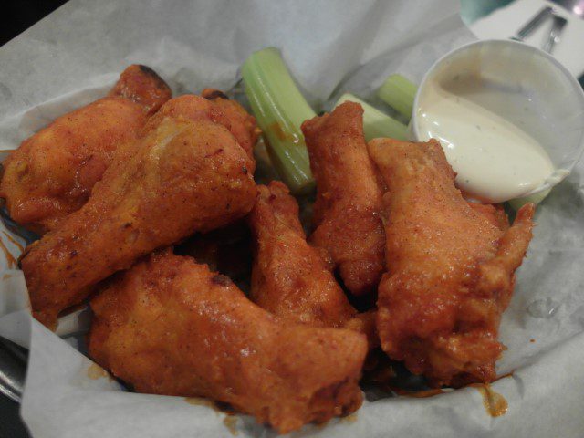 1 pound of Buffalo Wings at $10.99USD (Lost Coast Brewery Eureka)