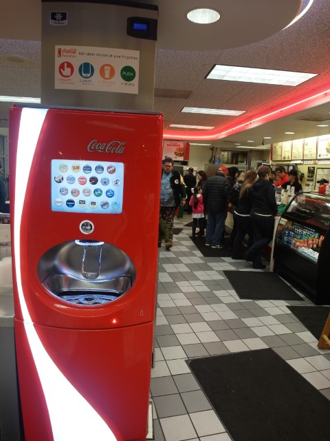 Cool touch screen drinks dispensing machine at Burgerville