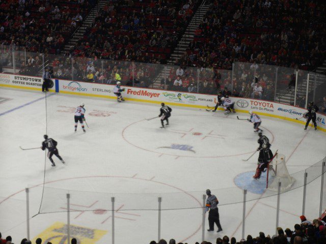 Into the thick of action between Portland Winterhawks and Kelowna Rockets