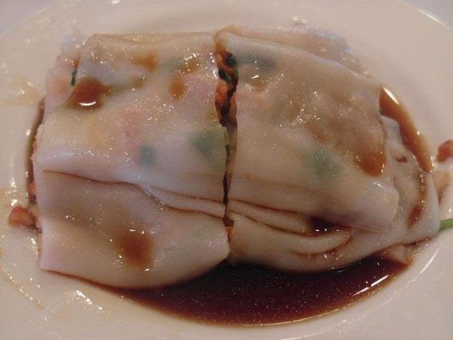 Rice noodle roll with BBQ pork with yummy soy sauce (Great Eastern Restaurant Chinatown San Francisco)