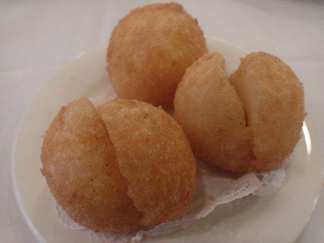 Custard in fried sweet potato ball