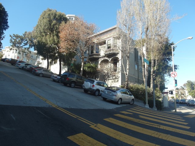 Cars are advised to park perpendicular to the slope - Haight Park San Francisco