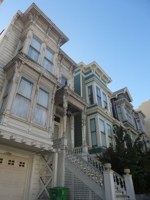 Victorian Style Houses built on slopes at Haight Ashbury San Francisco