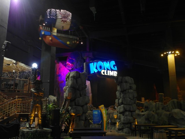 Kong Climb - A challenging wall climbing experience / Above - Sky Pirate Ride