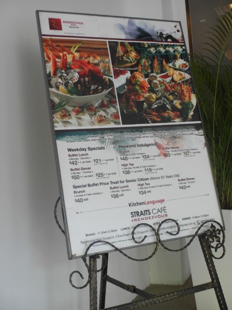 Price of Buffets at Straits Cafe Rendezvous Hotel Singapore