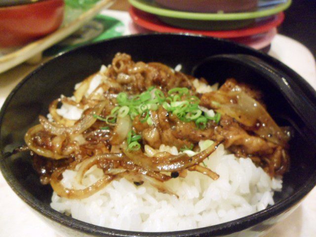 Black pepper beef with rice Sakae Sushi Buffet