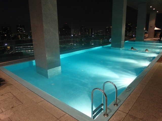 Club Lounge swimming pool at night