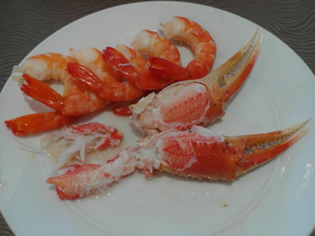Snow crab and tiger prawns – after