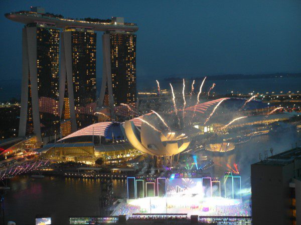 NDP Fireworks as seen from Pan Pacific Singapore