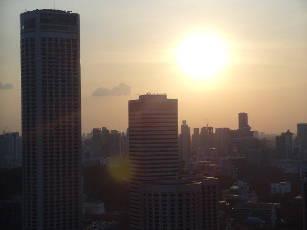 Sunset as seen from the Pacific Club Pan Pacific Hotel Singapore