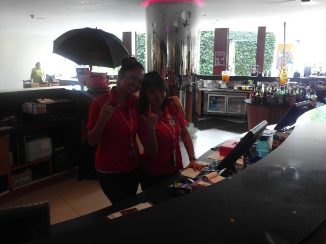  Receptionists welcoming us to a rocking good time at Hard Rock Penang