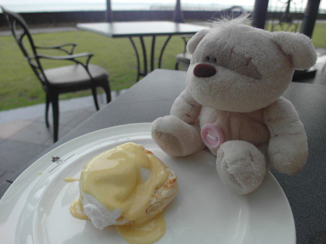 Eggs Benedict enjoyed by Tom!