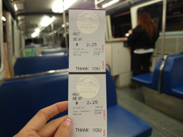Inside the Monorail where the cashier is and tickets can be issued