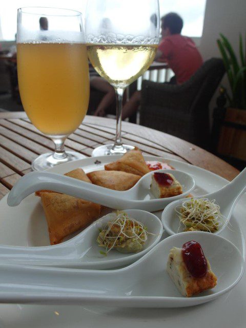 Radler beer and white wine with sea views during cocktail hours