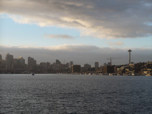 Seattle City Skyline with Space Needle as seen from Gas Works Park