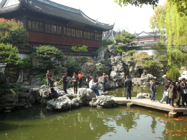Bridge across a lake in Yu Garden
