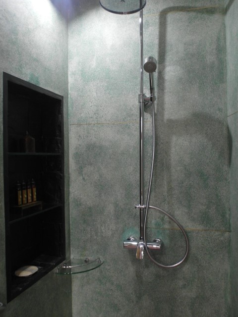 Rain shower with complete bathroom amenities (and bath salts!) at De Sarann Villa Siem Reap