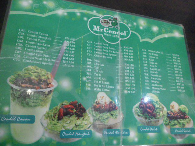 Menu of Mr Cendol Ipoh Mydin Mall