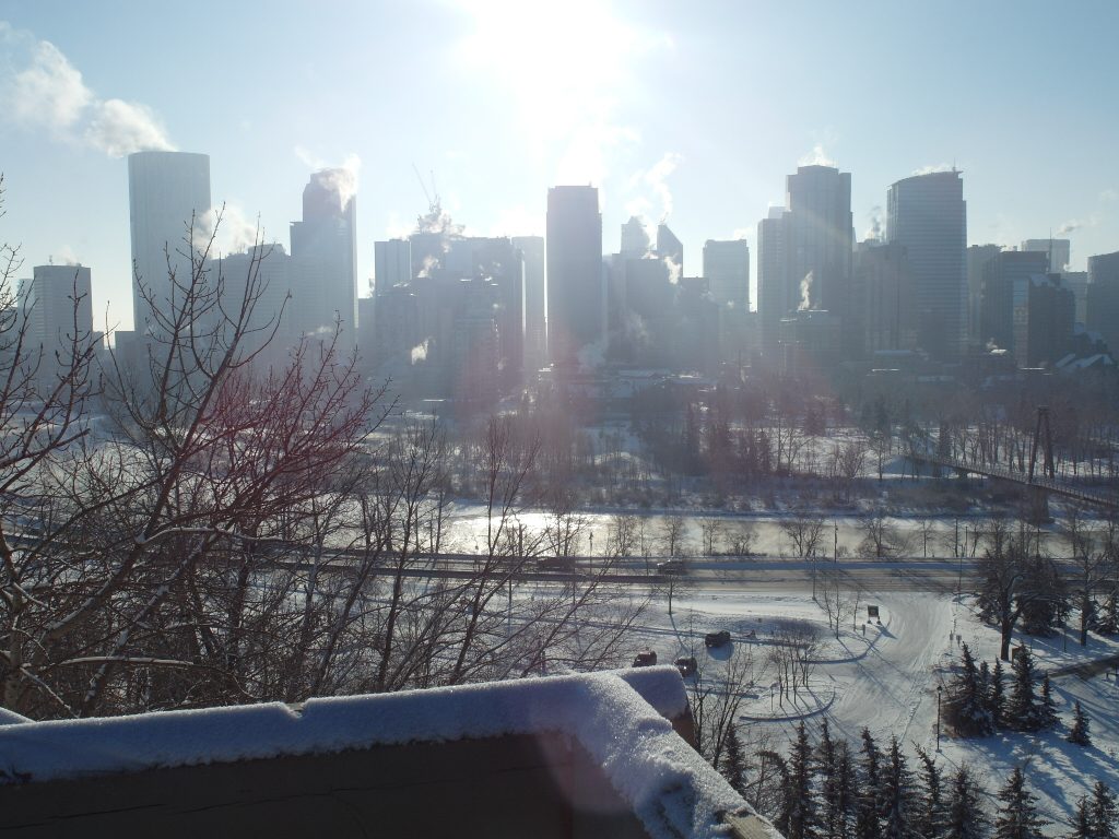 Calgary Downtown skyline from Mc Hugh Bluff