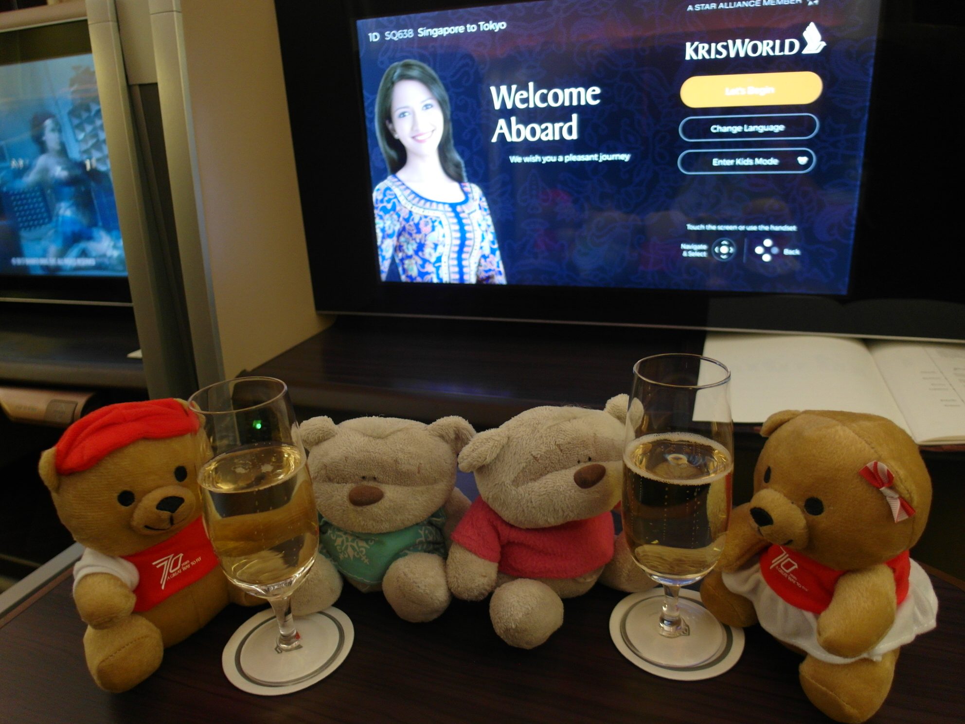 New found friends on SQ First Class Flight from SIN to NRT