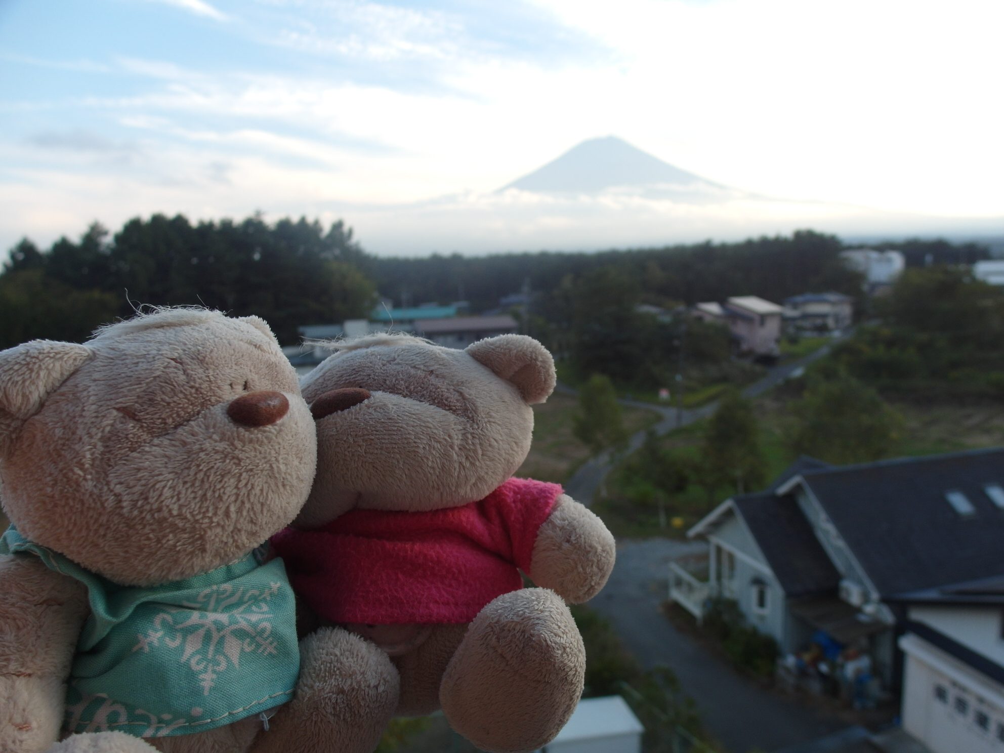 View of Mount Fuji from balcony of Fujizakura Inn