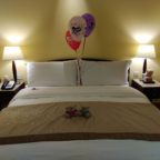 Balloons decorated our Straits Club Heritage Room at the Fullerton Hotel Singapore