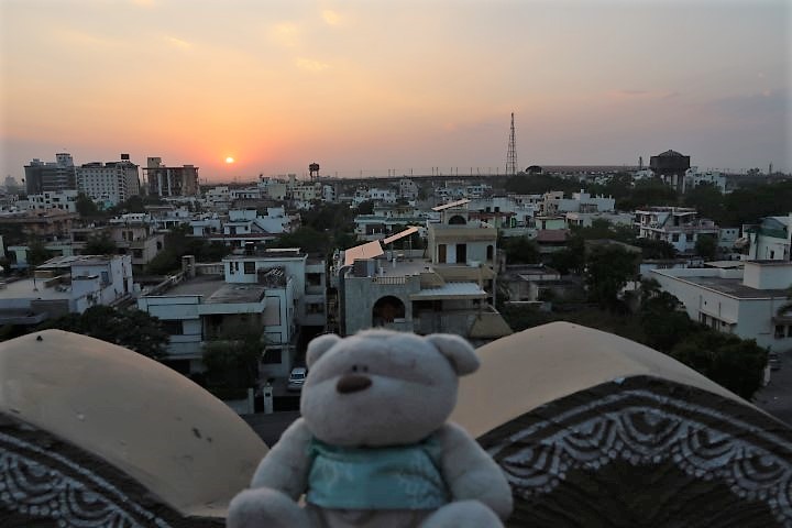 Sunset as seen from Peacock Rooftop Restaurant Jaipur
