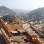 View of Great Wall of Amer from Hall of Public Audience (Jaipur Amber Fort)