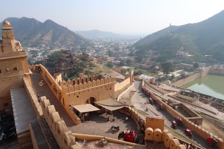 View of Great Wall of Amer from Hall of Public Audience (Jaipur Amber Fort)