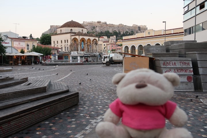 Monastiraki Square with views of Acropolis Athens in the background