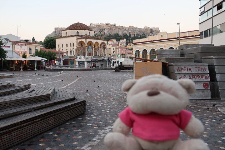 Monastiraki Square with views of Acropolis Athens in the background