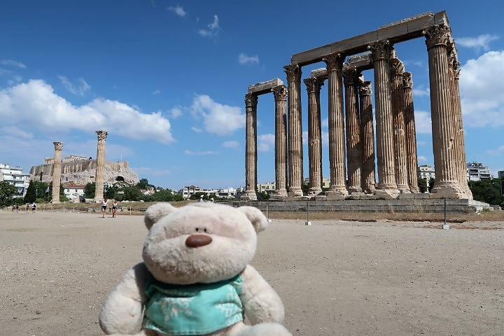 2bearbear at Olympieion (Temple of Olympian Zeus) with Acropolis in the background