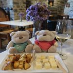 Complimentary cheese and crotons during wine tasting at Moraitis Winery Paros