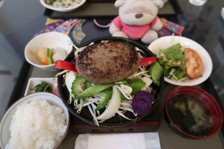 Dinner of Hamburger set at Ada Garden Hotel Okinawa