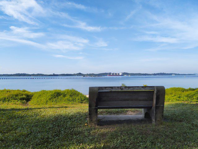 Sea views and views of Pulau Ubin from Pasir Ris Park