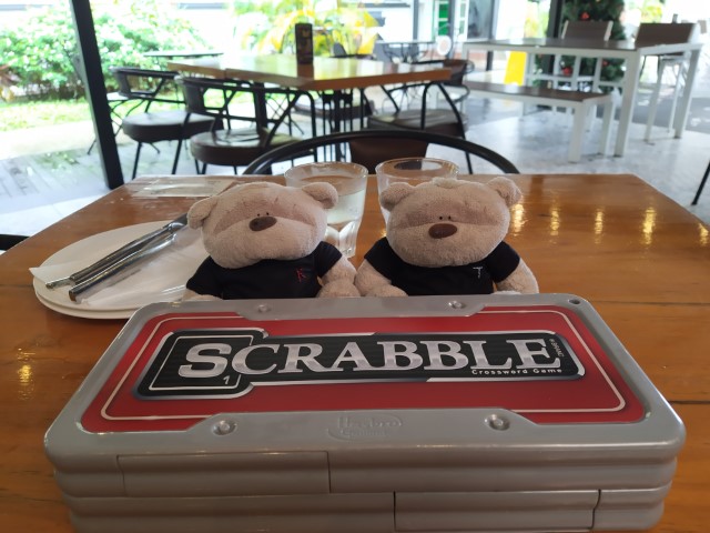 2bearbear playing scrabble at YOUNGS Bar and Restaurant