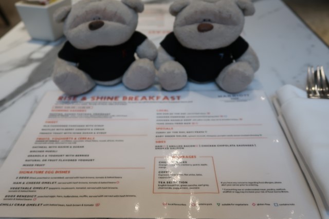 Ala Carte Breakfast buffet menu at Singapore Marriott Tangs Plaza Hotel Staycation Post-COVID